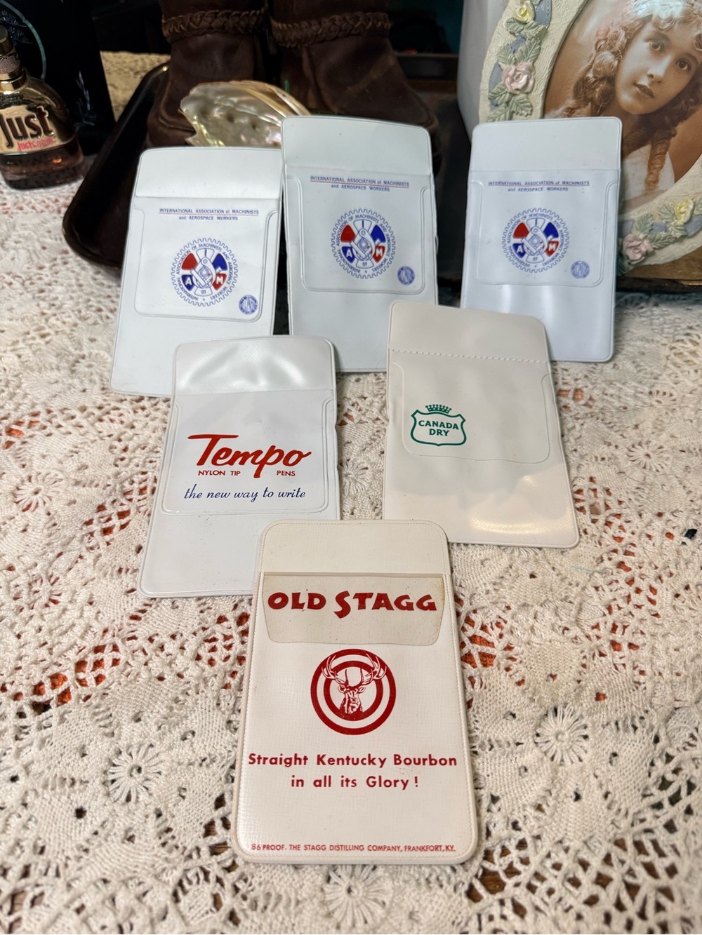 Lot Of 6 Vintage Advertising Vinyl Pocket Protectors